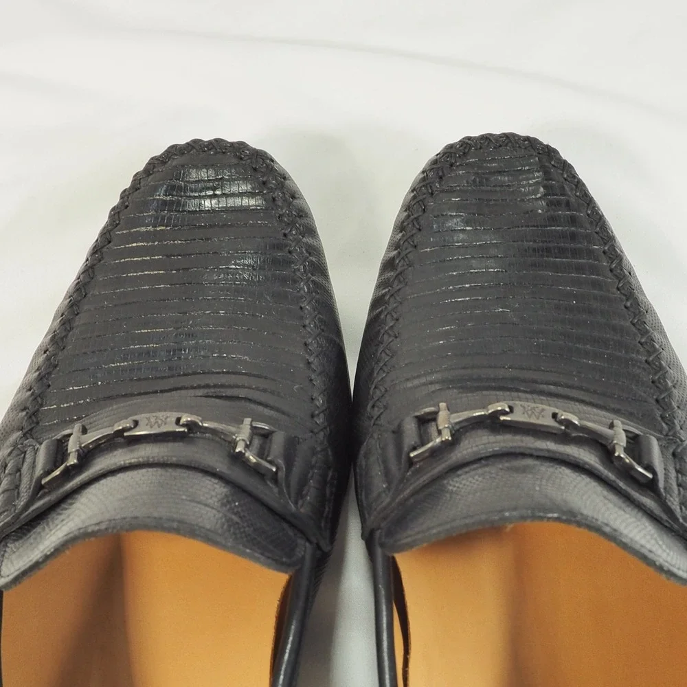 Mezlan Sileno Men 10 M Black Bit Loafer Exotic Genuine Lizard Luxury Dress Shoes